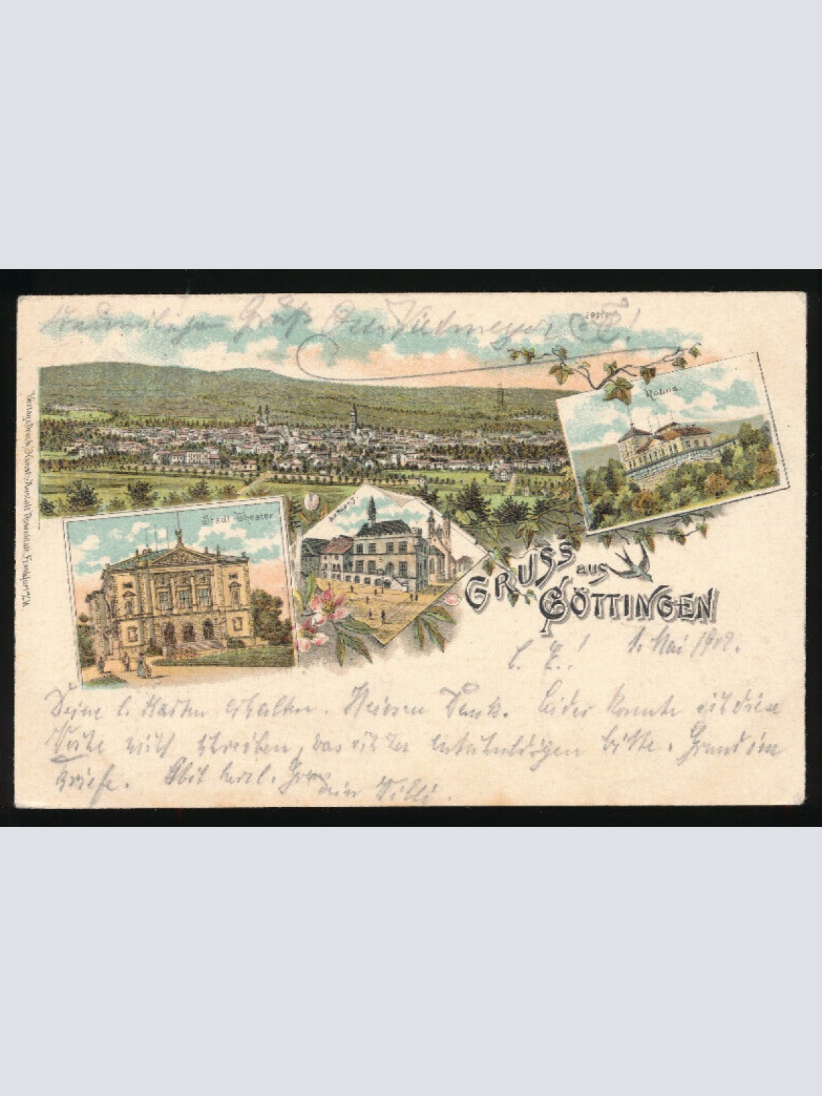 Litho-Karte gruss aus Göttingen Niedrsachsen (2966)