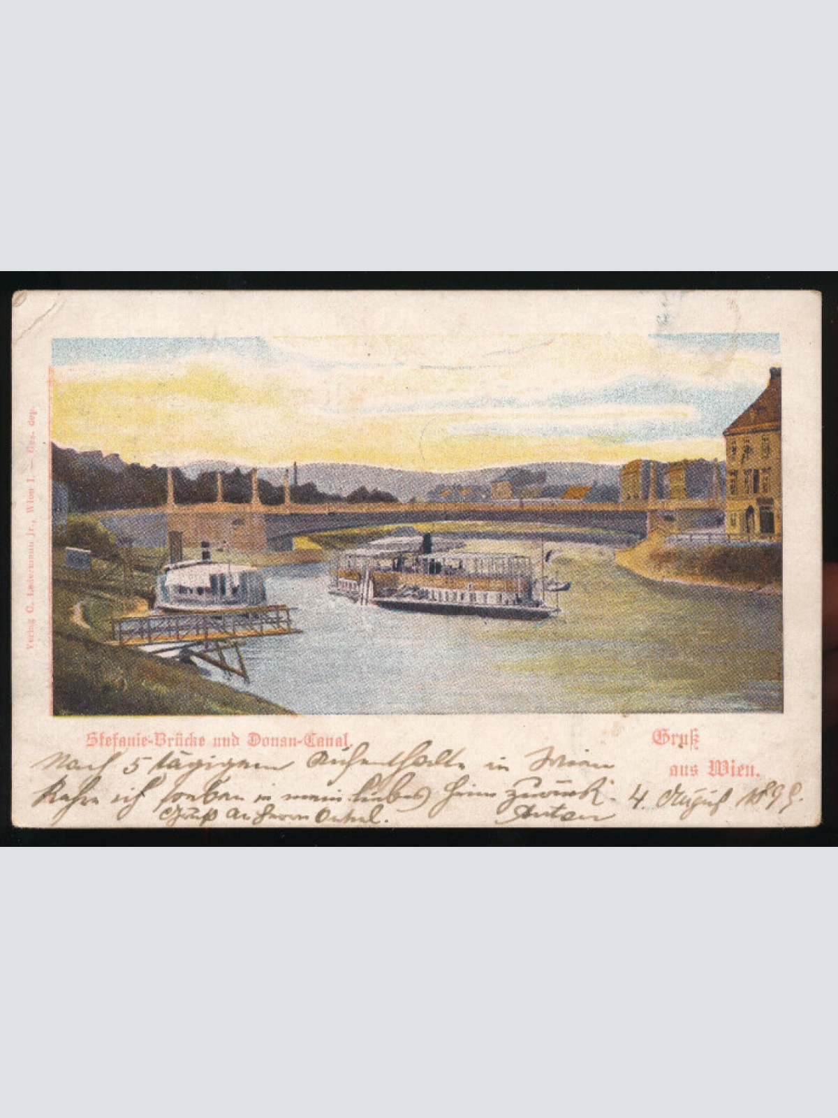 AK gruß aus Wien Stefanie Brücke und Donau Canal (3034)