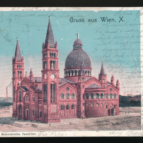 AK gruss aus Wien mit St. Antonskirche (3022)