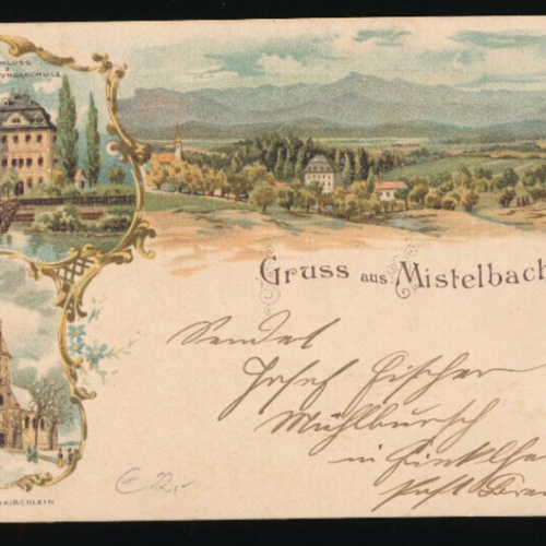 Litho - Karte gruss aus Mistelbach Oberösterreich  (2947)