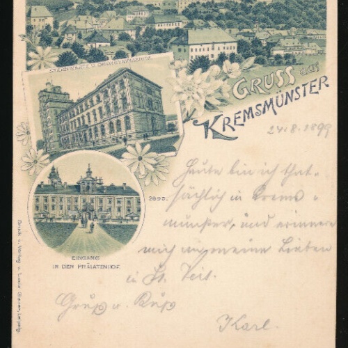 Litho Karte gruss aus Kremsmünster Oberösterreich (2665)