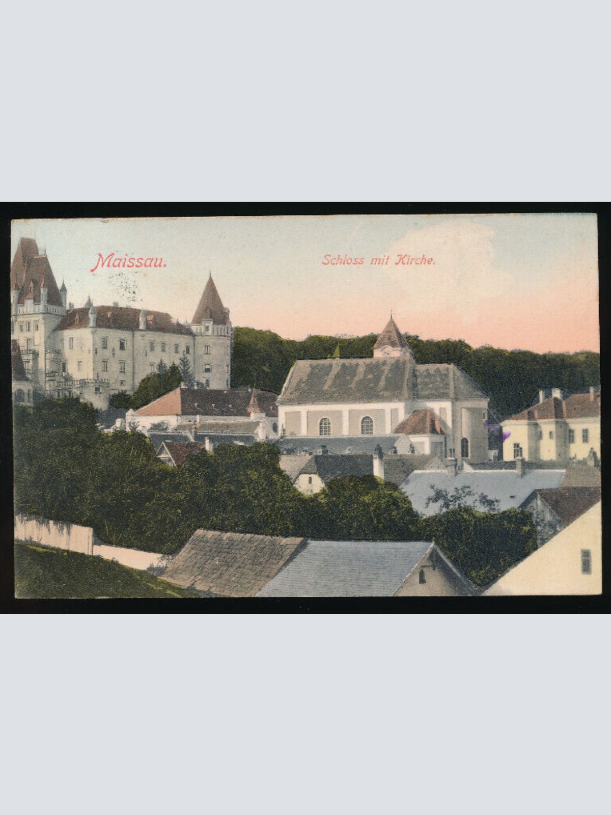 AK aus Maissau mit Schloss und Kirche Niederösterreich (3211)