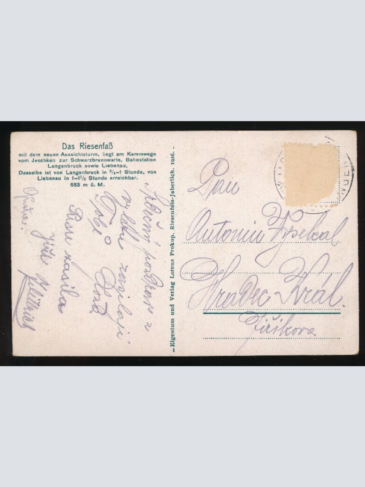 AK aus Jaberlich - Javornik Riesenfass mit Gastwirtschaft Tschechien (2976)