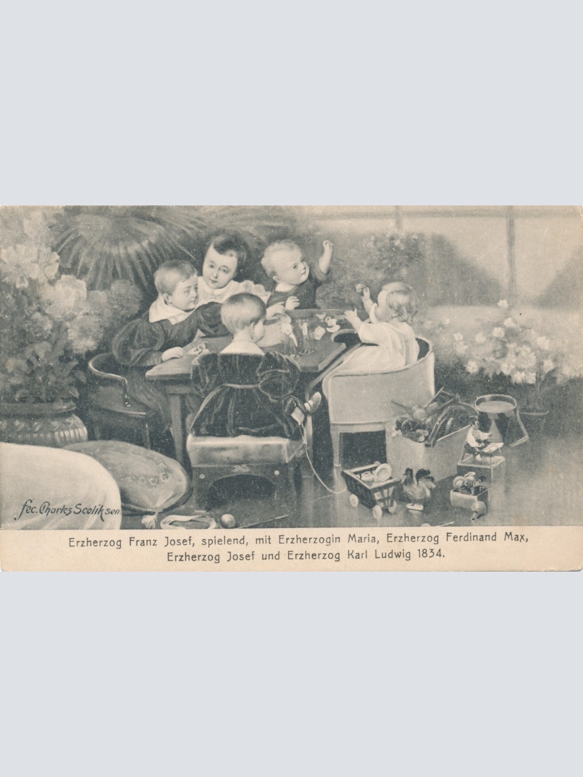 AK, Erzherzog Franz Josef, spielend mit Erzherzogin Maria, 1834 (S200)