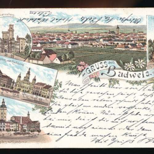 Litho - Karte aus Budweis Tschechoslowakei (3148)