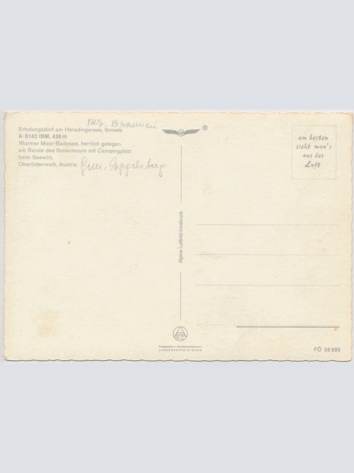 AK, Erholungsdrof Ibm mit Moorsee, Alpine Luftbild Innsbruck, OÖ (S310)