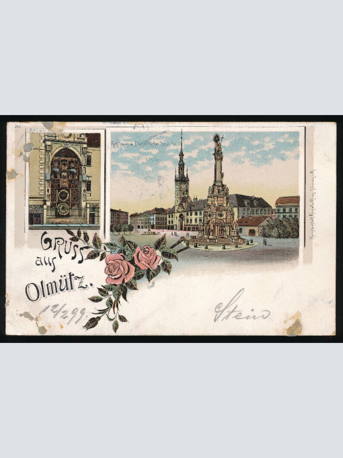 Litho - Karte gruss aus Olmütz Tschechoslowakei (2894)