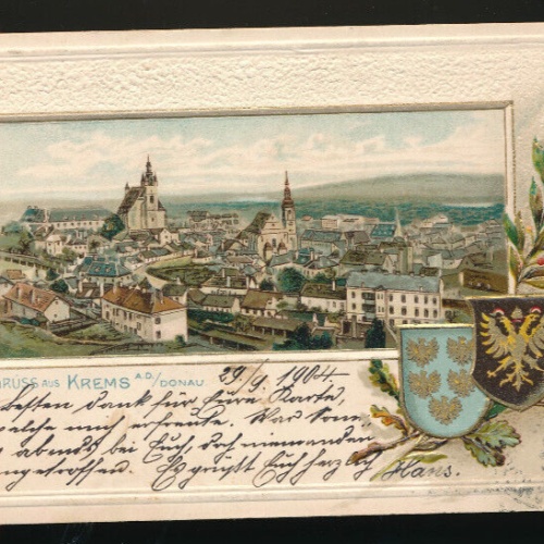 Präge - Karte aus Krems an der Donau Niedrösterreich (3133)