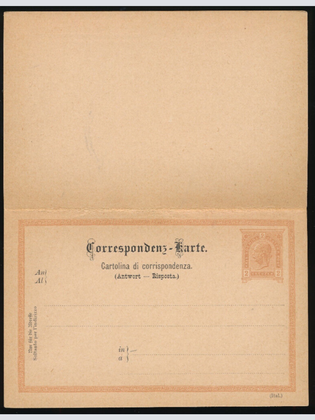 2 Kreuzer Ganzsachen - Karte + Antwortkarte ( Ital ) ungebraucht (3526)
