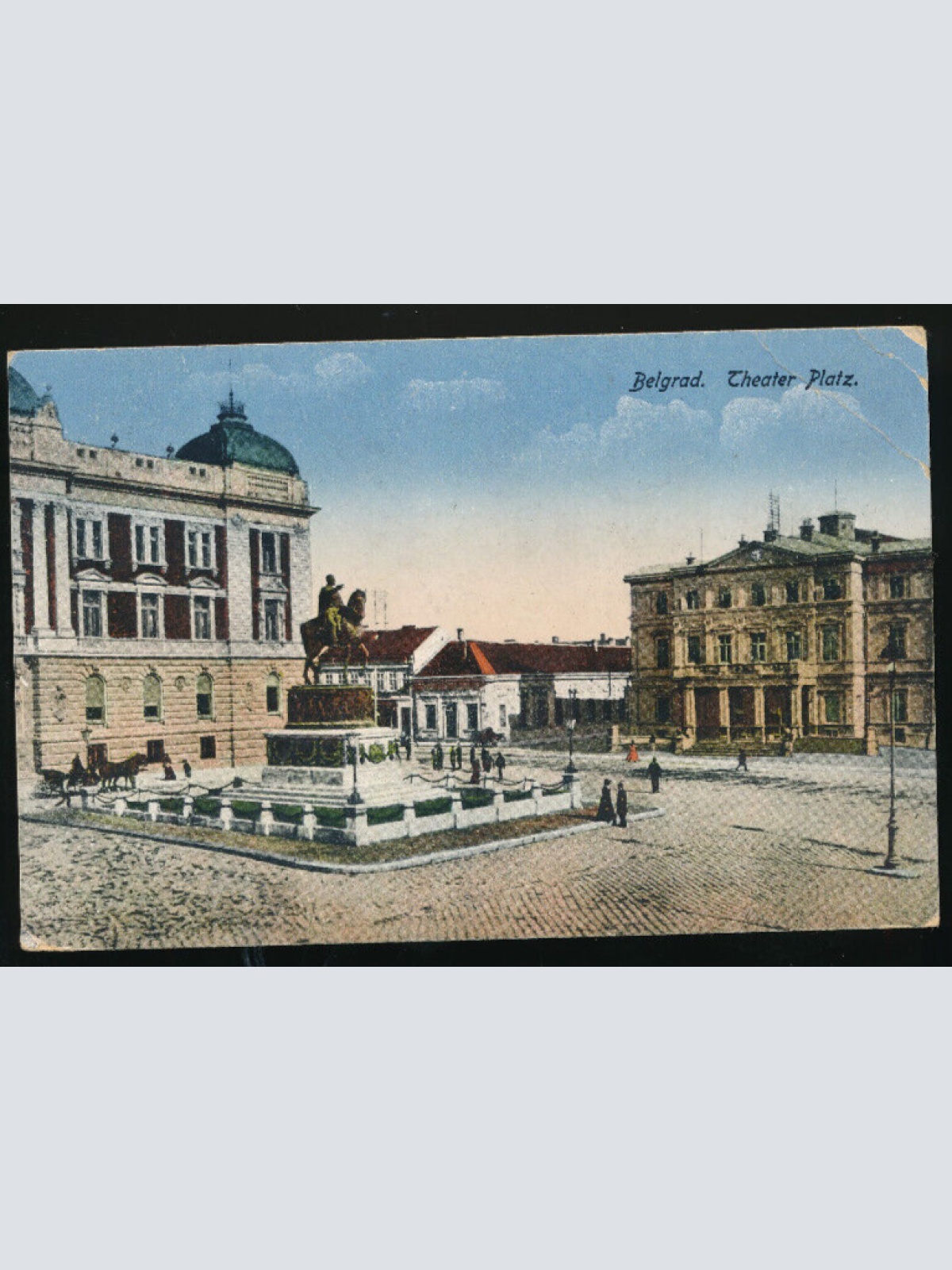 AK aus Belgrad Theater Platz Serbien (3550)