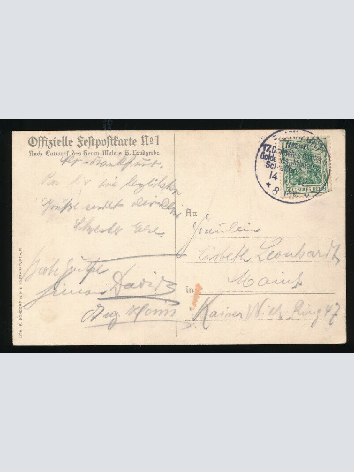 AK 17. Deutsches Bundes Jubiläums Schießen in Frankfurt im Juli 1912 (3396)