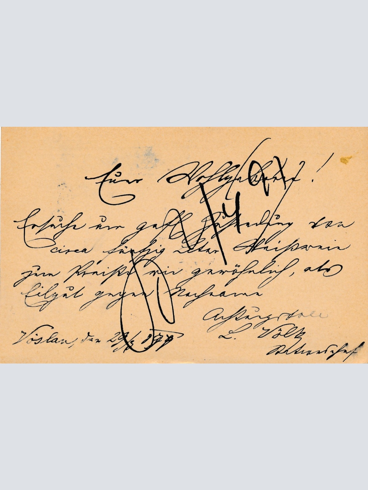 2 Kreuzer Ganzsachen - Karte aus Vöslau (16357)