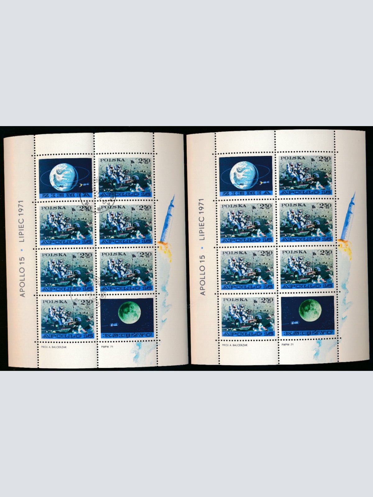 Polen 4 Weltraumblöcke jeweils Postfrisch und Gestempelt (3530)