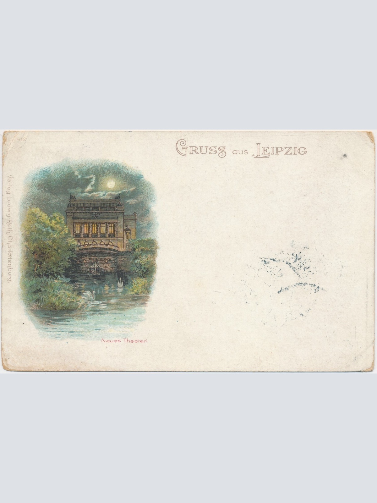 Litho-Mondschein-Karte, Gruss aus Leipzig, Sachsen (S218)