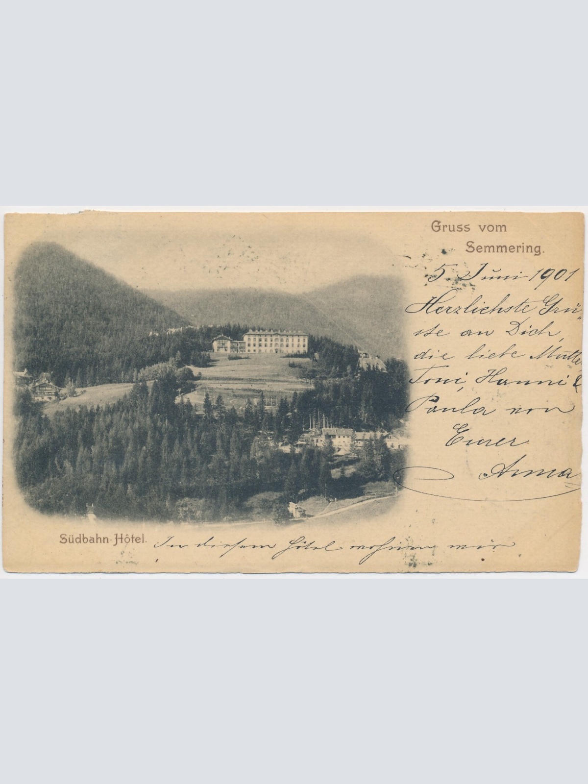 AK, Gruß vom Semmering, Südbahn Hotel, Niederösterreich (S405)