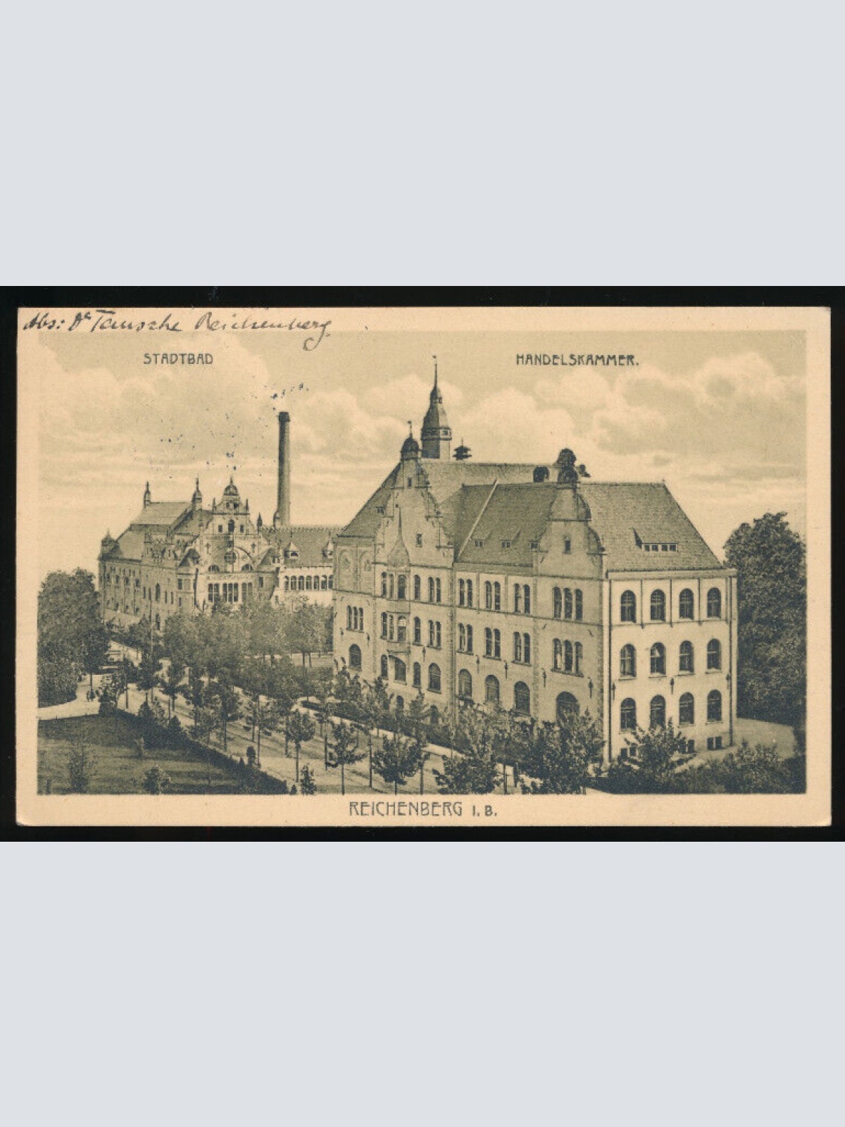 AK aus Reichenau in Böhmen Handelskammer Tschechoslowakei (4078)