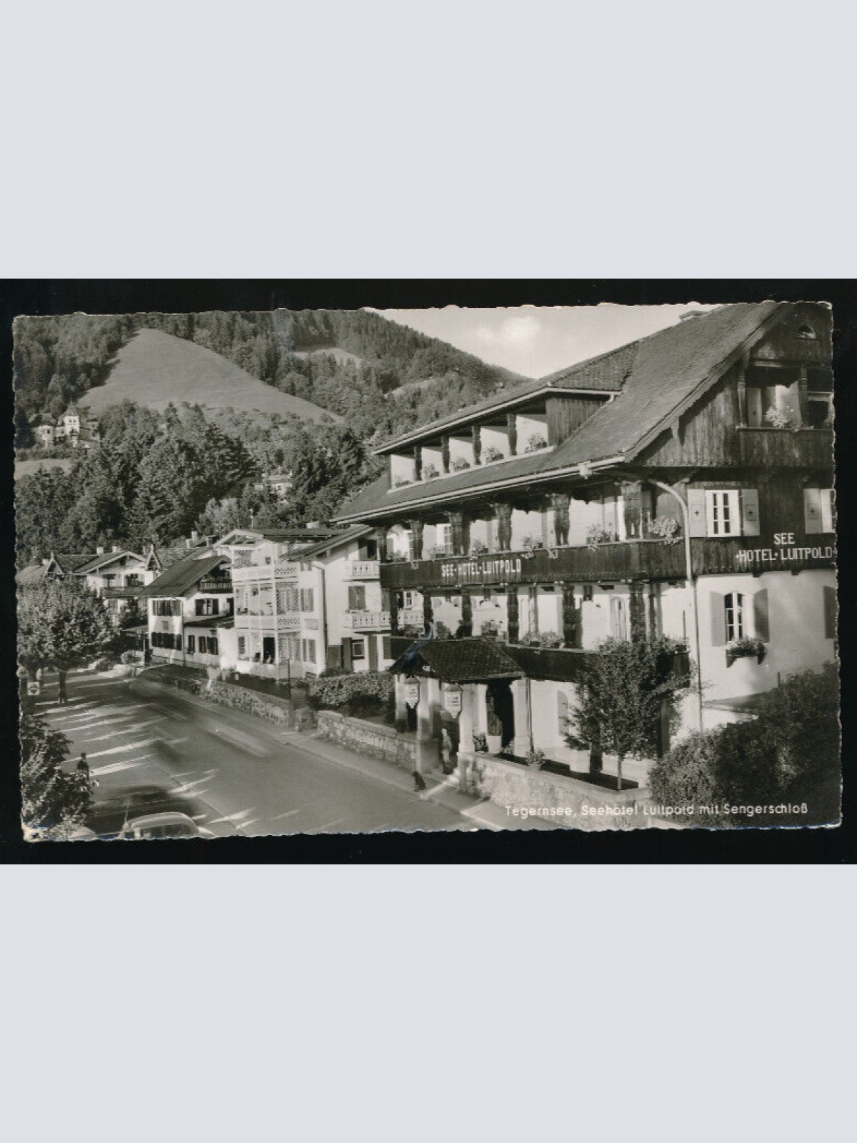 AK aus Tegernsee Seehotel Luipold mit Segerschloß Bayern (4676)