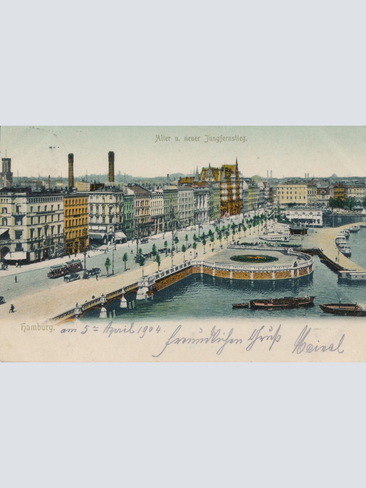 AK, Hamburg, Alter und neuer Jungfernstieg, Deutschland (S484)