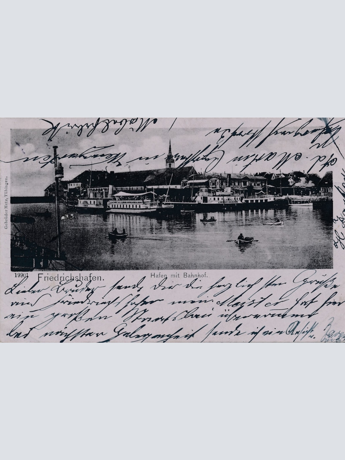 AK, Friedrichshafen, Baden-Württemberg, Hafen mit Bahnhof, Deutschland (S486)