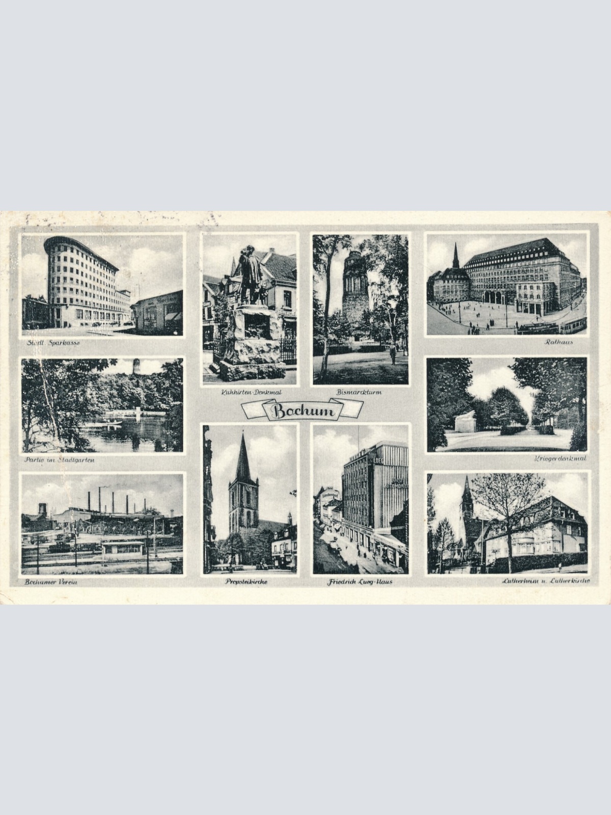 AK, Bochum, Nordrhein-Westfalen, Kuhhirten Denkmal, Bismarckturm, Rathaus (S546)