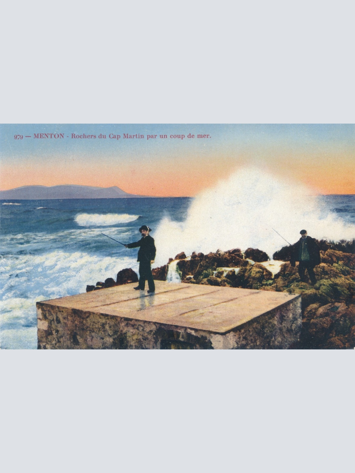 AK, Menton - Rochers du Cap Martin par un coup de mer., Frankreich (S760)