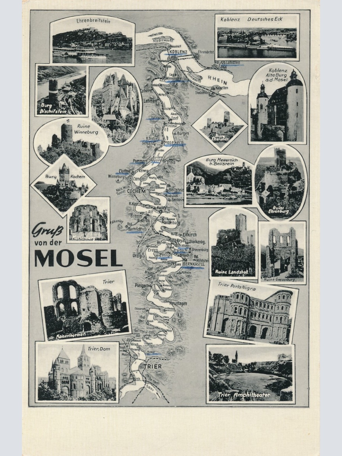 AK, Gruß von der Mosel, Rheinland-Pfalz, Koblenz, Burgen (S519)