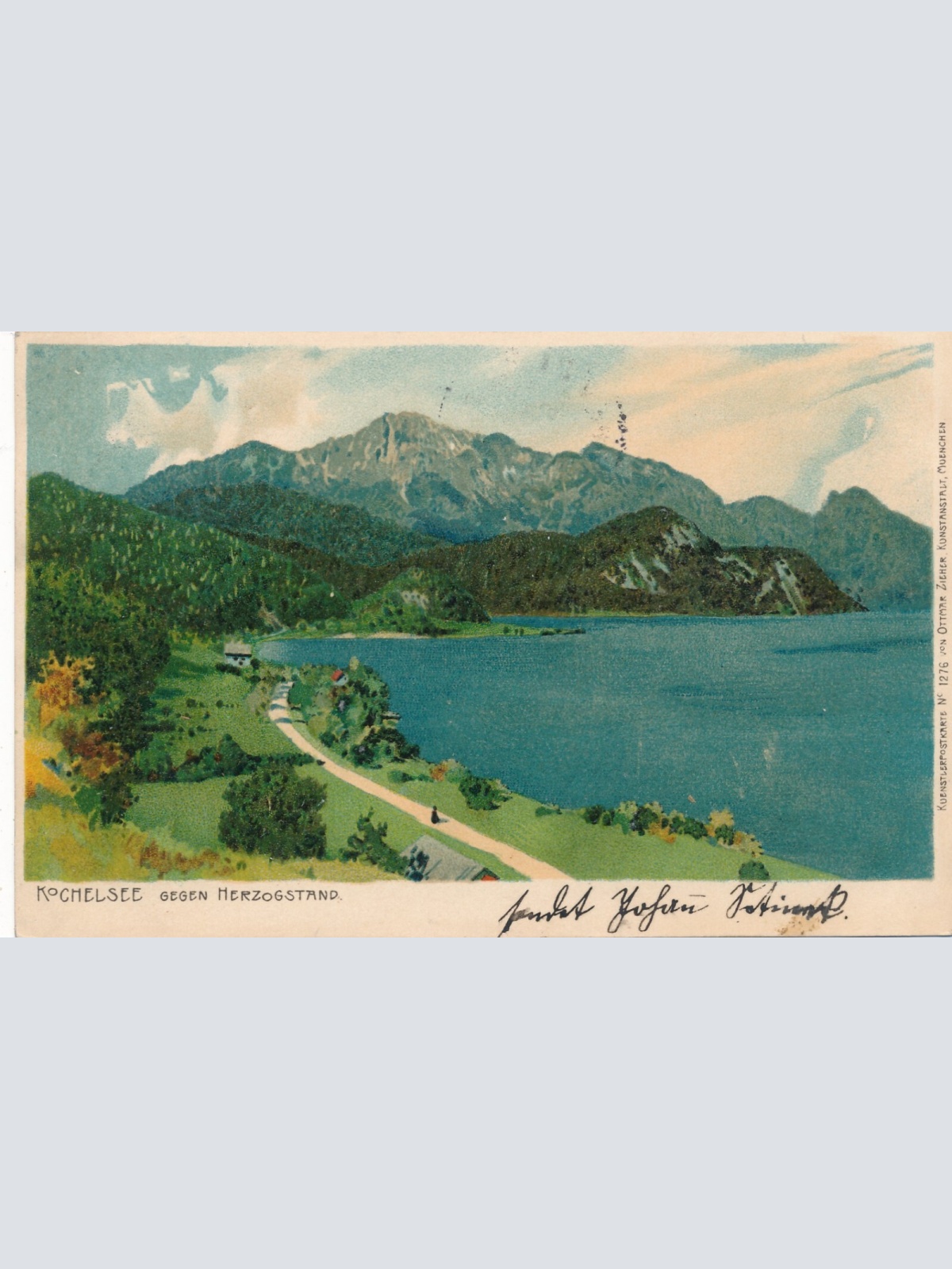 AK, Kochelsee gegen Herzogstand, Bayern, Deutschland (S507)