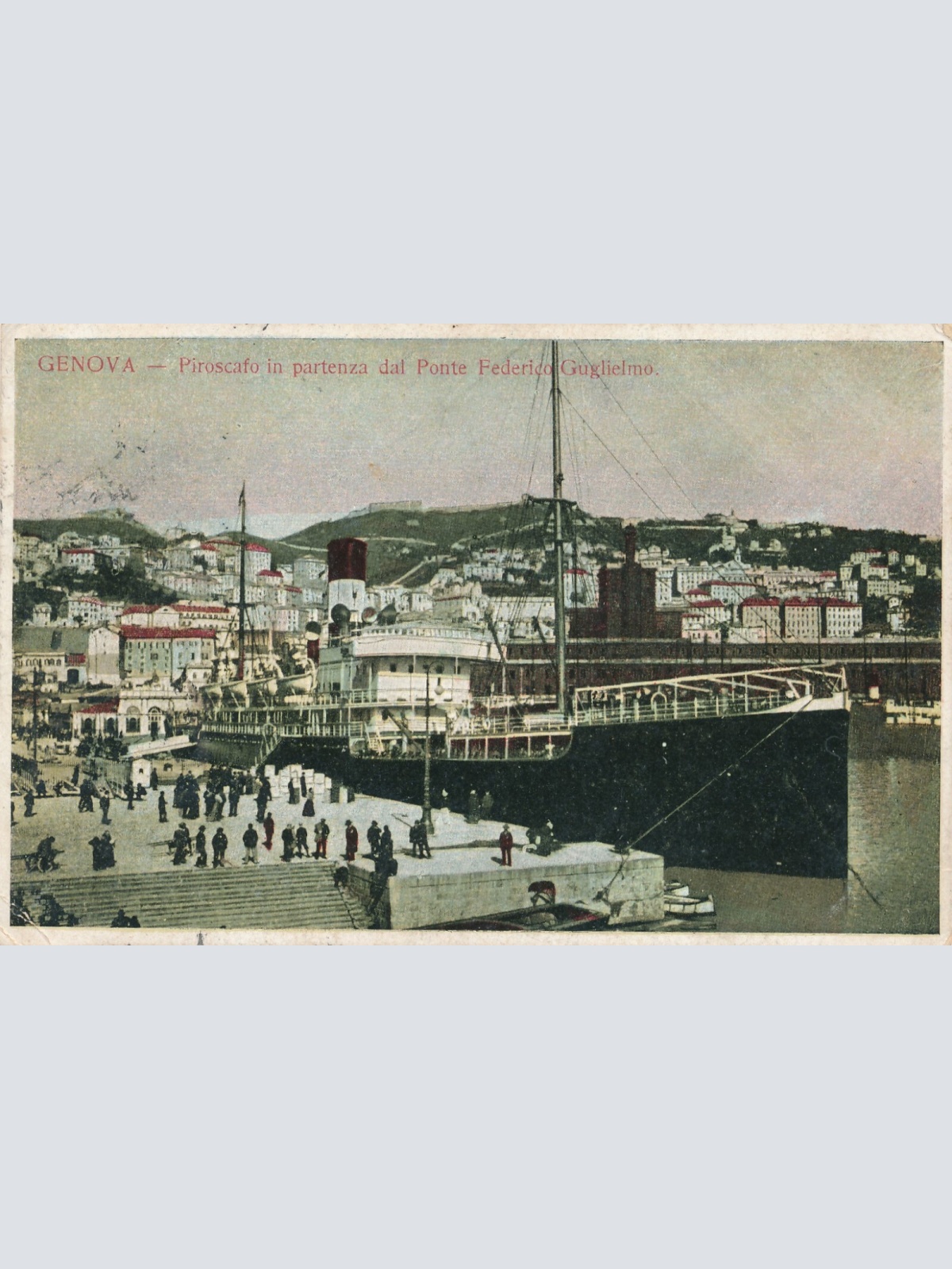 AK, Genova - Piroscafo in partenza dal Ponte Federico Guglielmo, Italien (S769)