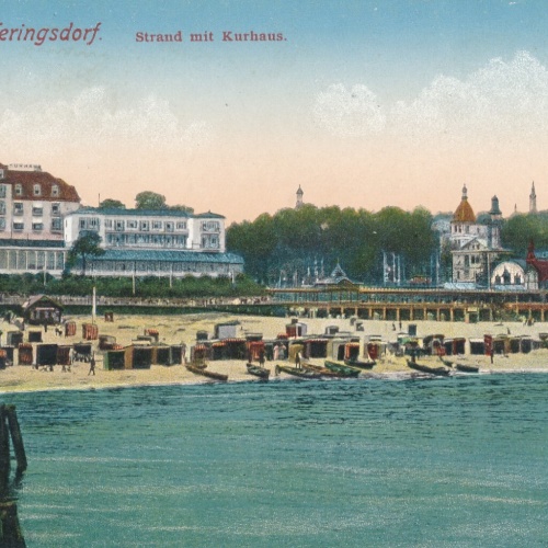 AK, Seebad Heringsdorf, Strand mit Kurhaus, Mecklenburg-Vorpommern (S879)
