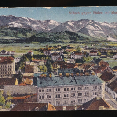 AK aus Villach gegen Süden mit Mangart Kärnten (5102)