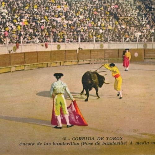 AK, Corrida de Toros, Puesta de las banderillas , Stierkampf (S824)