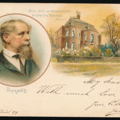 Litho - Karte von Charles Dickens Amerikanischer Schriftsteller (4881)