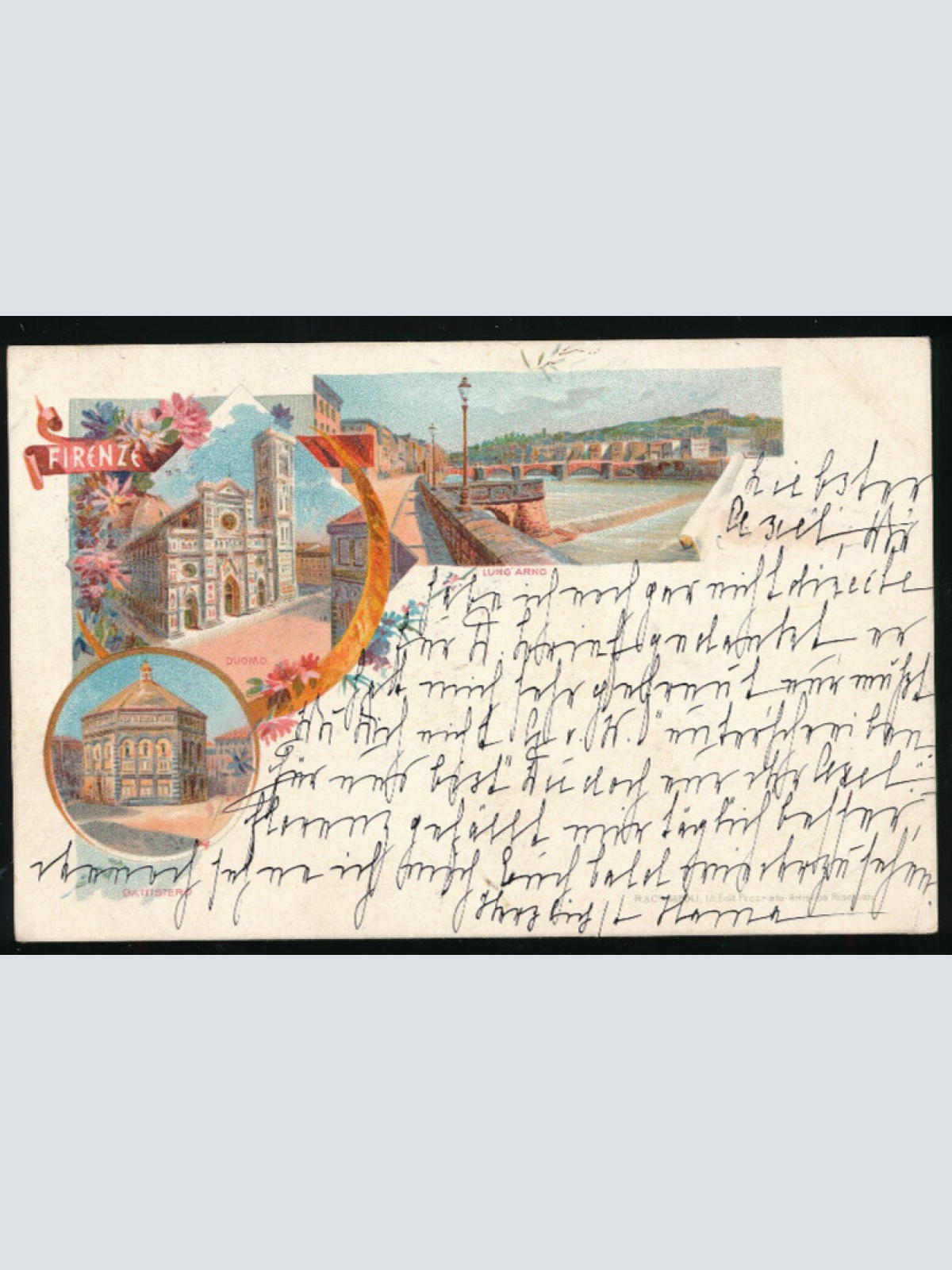 Litho - Karte aus Firenze - Firenz Italien (4935)