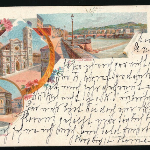 Litho - Karte aus Firenze - Firenz Italien (4935)