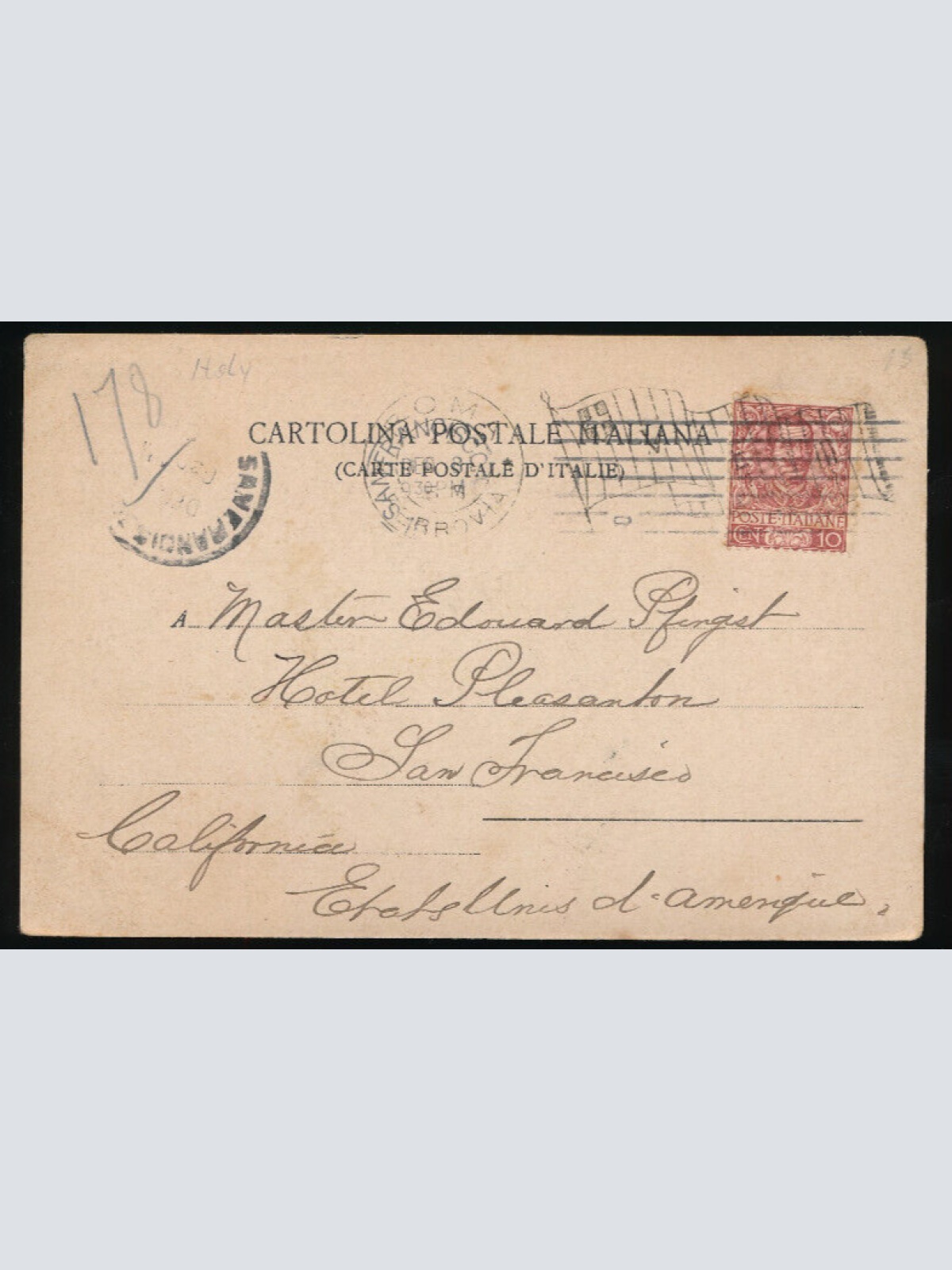 Litho - Karte aus Italien mit verschiedenen Städte Wappen wie Parlermo Rom(4884)