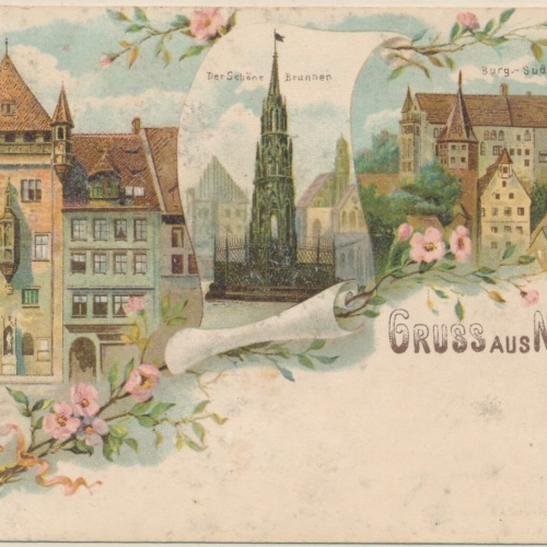 AK, Gruß aus Nürnberg, Bayern, Burg-Südseite, der schöne Brunnen (S724)
