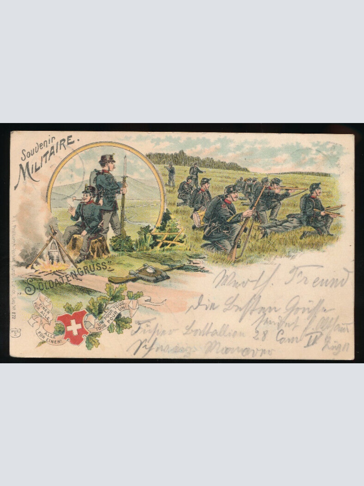 Litho - Karte Souvenir Militare - Soldatengruss Schweiz (4622)