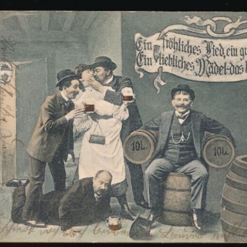 AK Motiv Bier mit spruch 4 Männer drinken bier undKüssen Mädl (4948)
