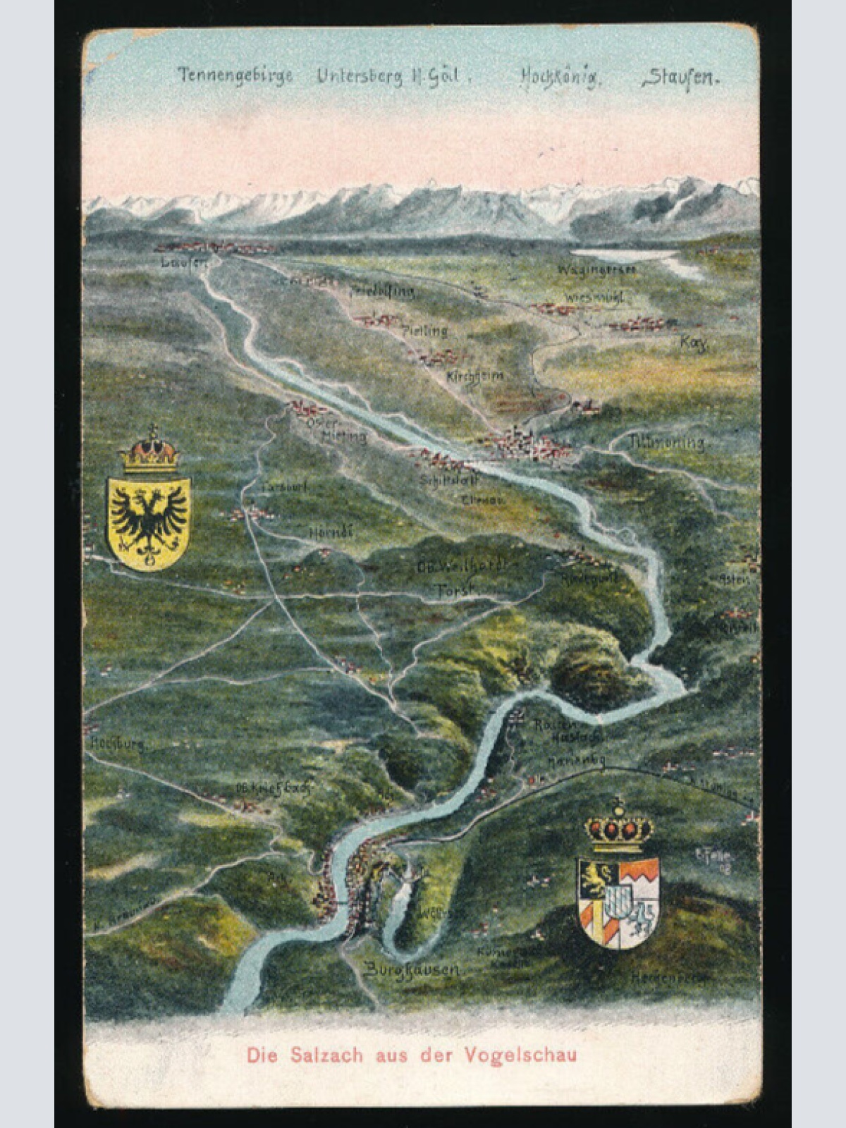 AK die Salzach aus der Vogelschau von Laufen bis Burghausen (4966)