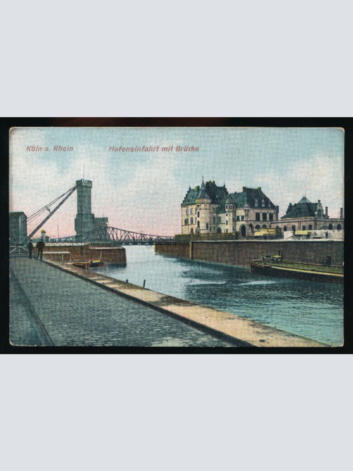 AK aus Köln Hafeneinfahrt mit Brücke Nordrhein - Westfalen  (5183)