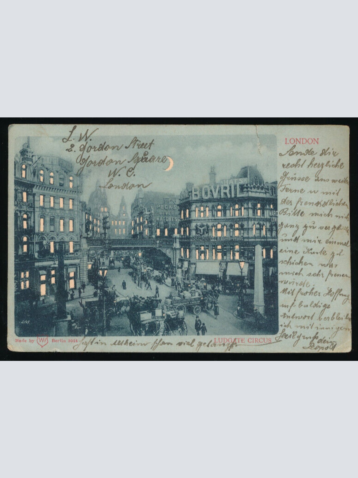 Mondschein - Karte aus London Ludgate Circus mit Leuchtenden Fenster (4939)