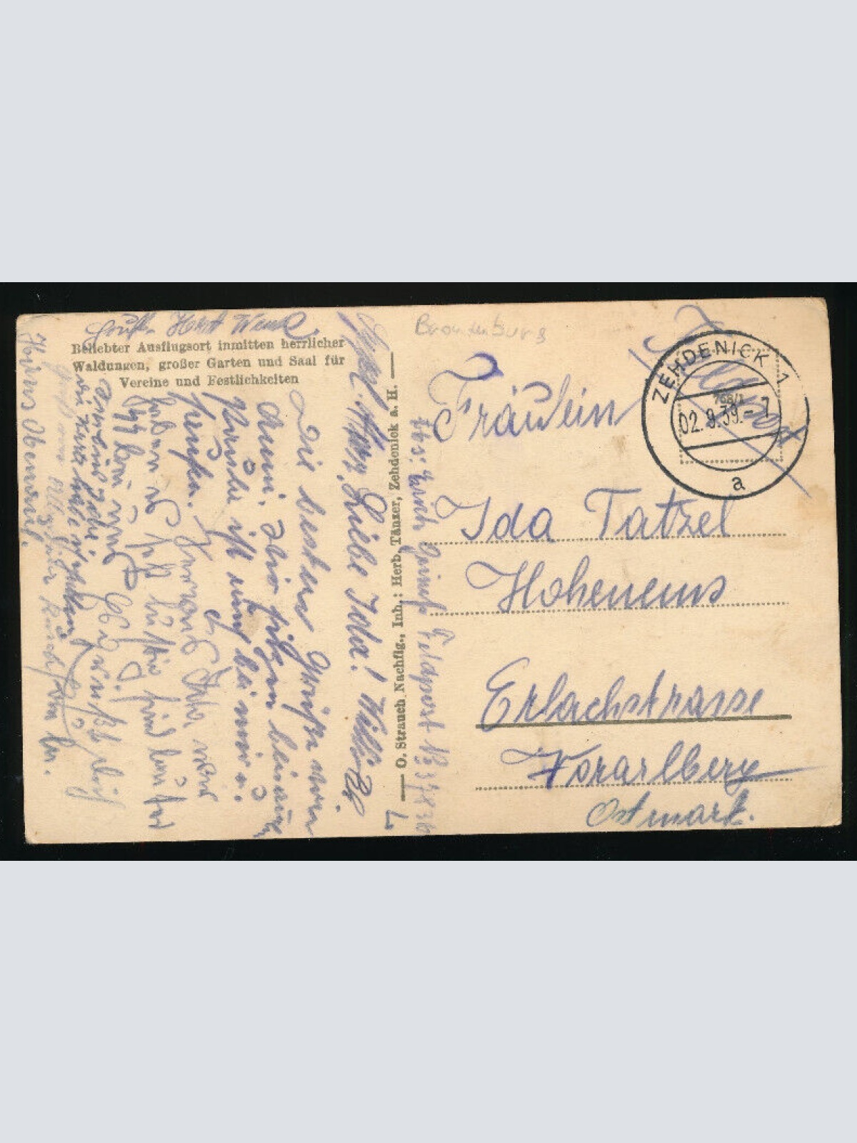 AK aus Zehdenik mit Restaurant Waldfrieden (5471)