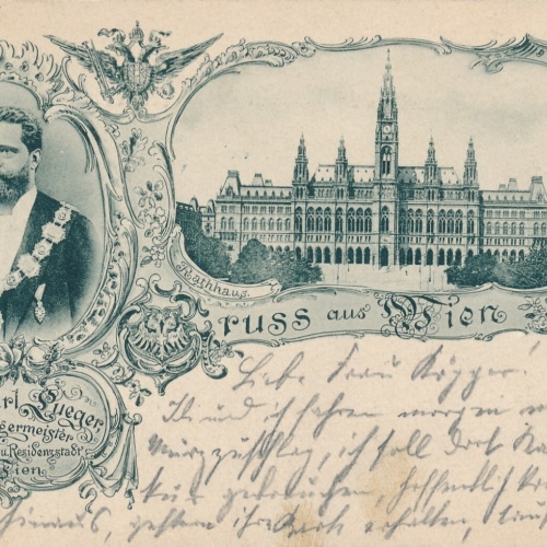 AK, Gruß aus Wien, Rathaus, Bürgermeister, Dr. Karl Lueger (S1162)
