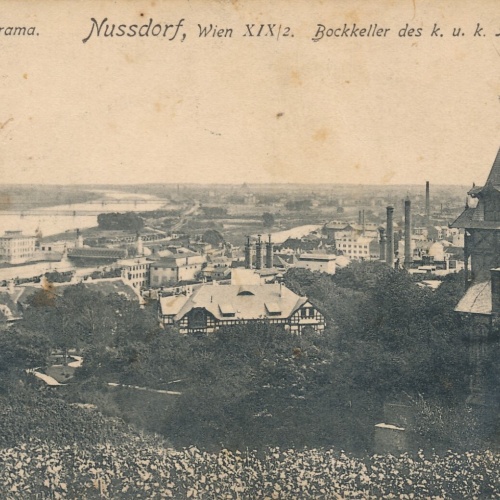 AK, Donau-Panorama, Nussdorf, Wien, Bockkeller des K. u. k. Hofbrauhaus (S1157)