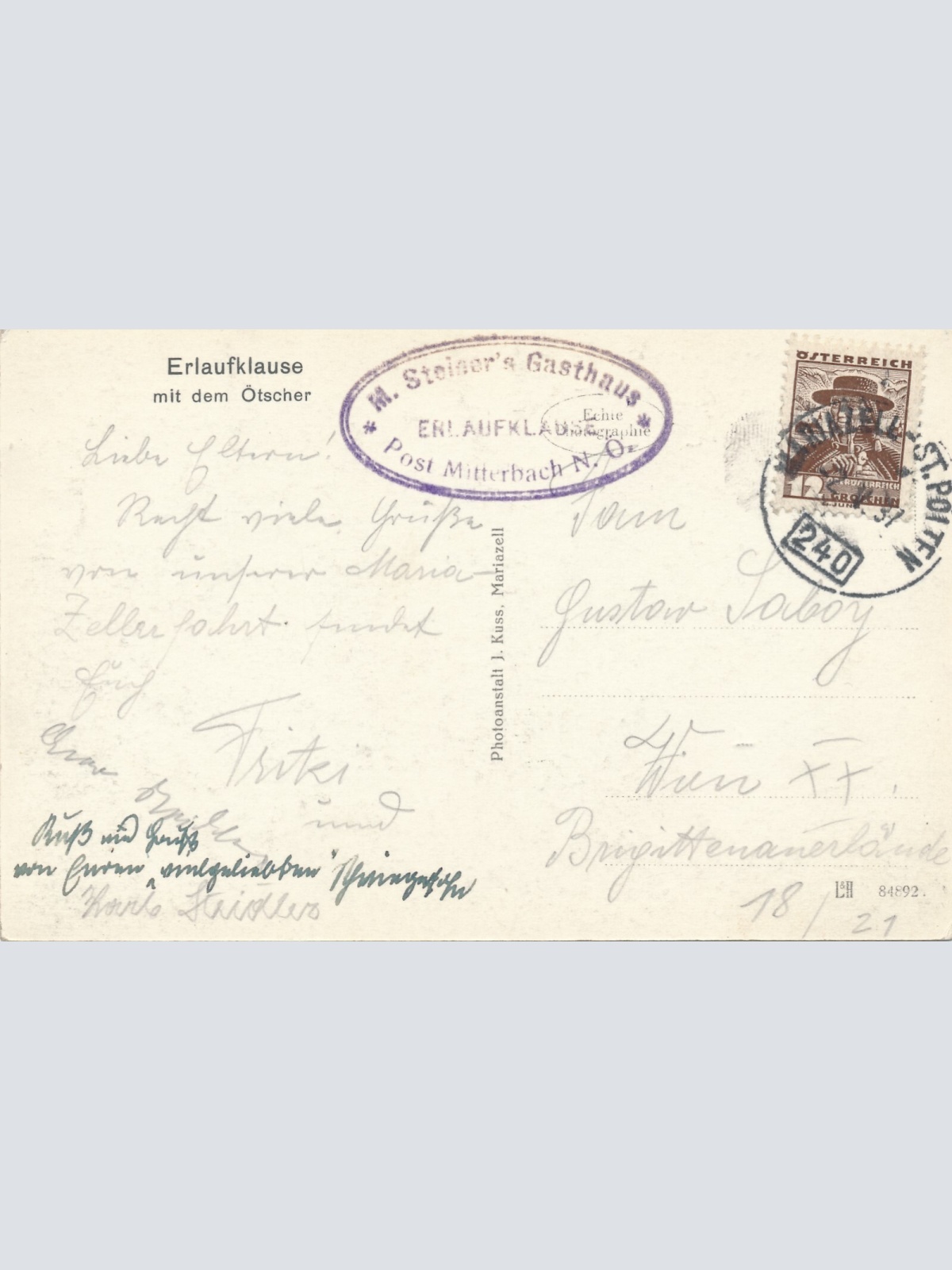 AK, Erlaufklause mit dem Ötscher, Niederösterreich (S1103)