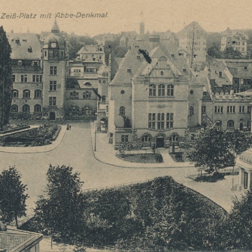 AK, Jena, Carl Zeiß-Platz mit Abbe-Denkmal, Thüringen (S1107)