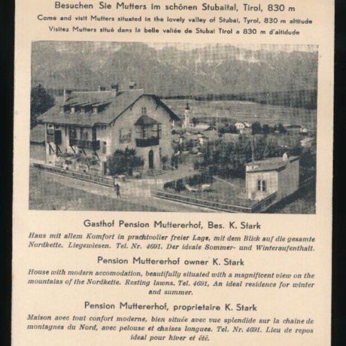 AK aus Mutters in Stubaital mit Pension Mutterhof Tirol (5419)