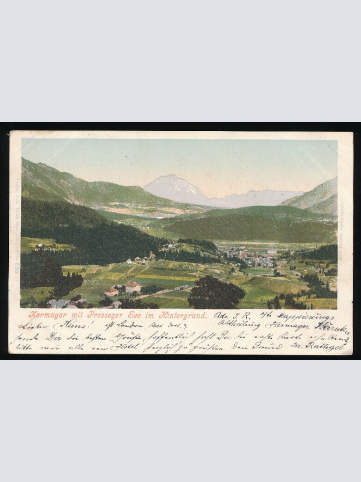 AK aus Hermagort mit Presseger See im Hintergrund Kärnten (5418)