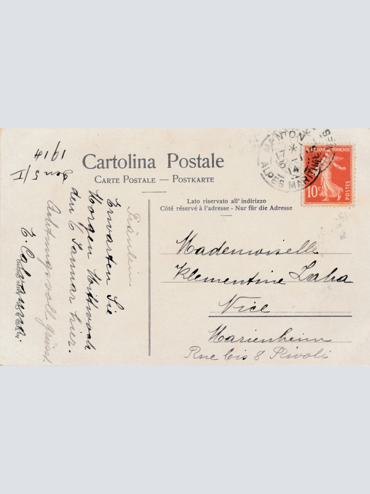 AK, Menton - Hotel Pension Magali, Frankreich(S931)