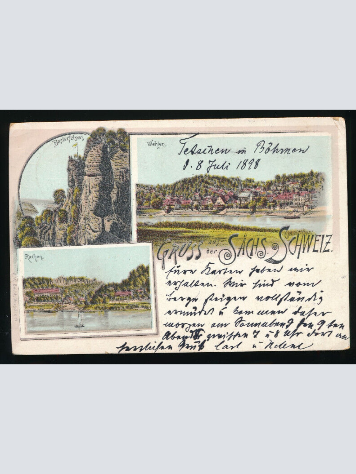 Litho - Karte gruss aus der Sächs. Schweiz Sachsen (5413)